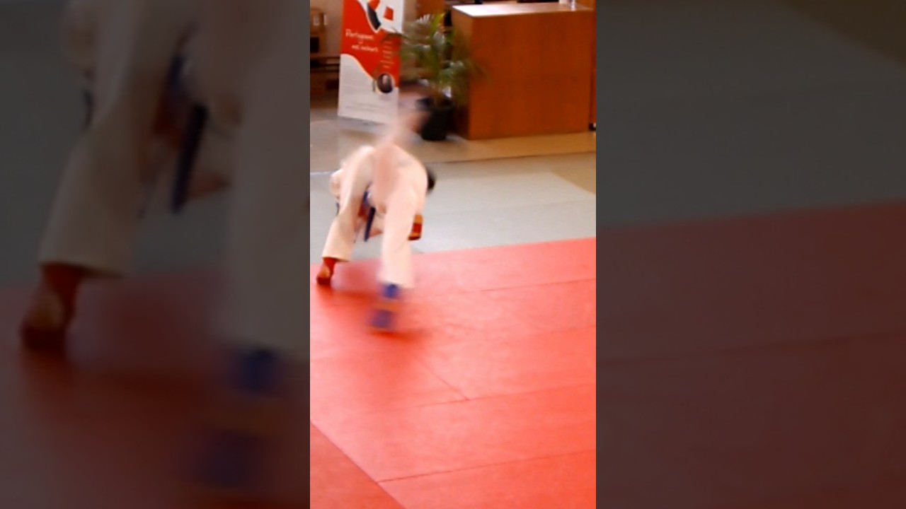 Pierre Paulin (rouge) marque un ippon excellent à l'open national d'Angers