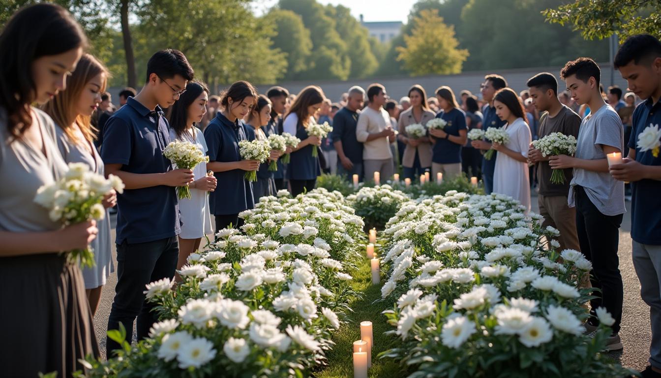 des centaines de personnes se rassemblent pour rendre hommage à alban, 13 ans, décédé tragiquement lors d'un tournoi de judo, dans une ambiance empreinte d'émotion et de solidarité.